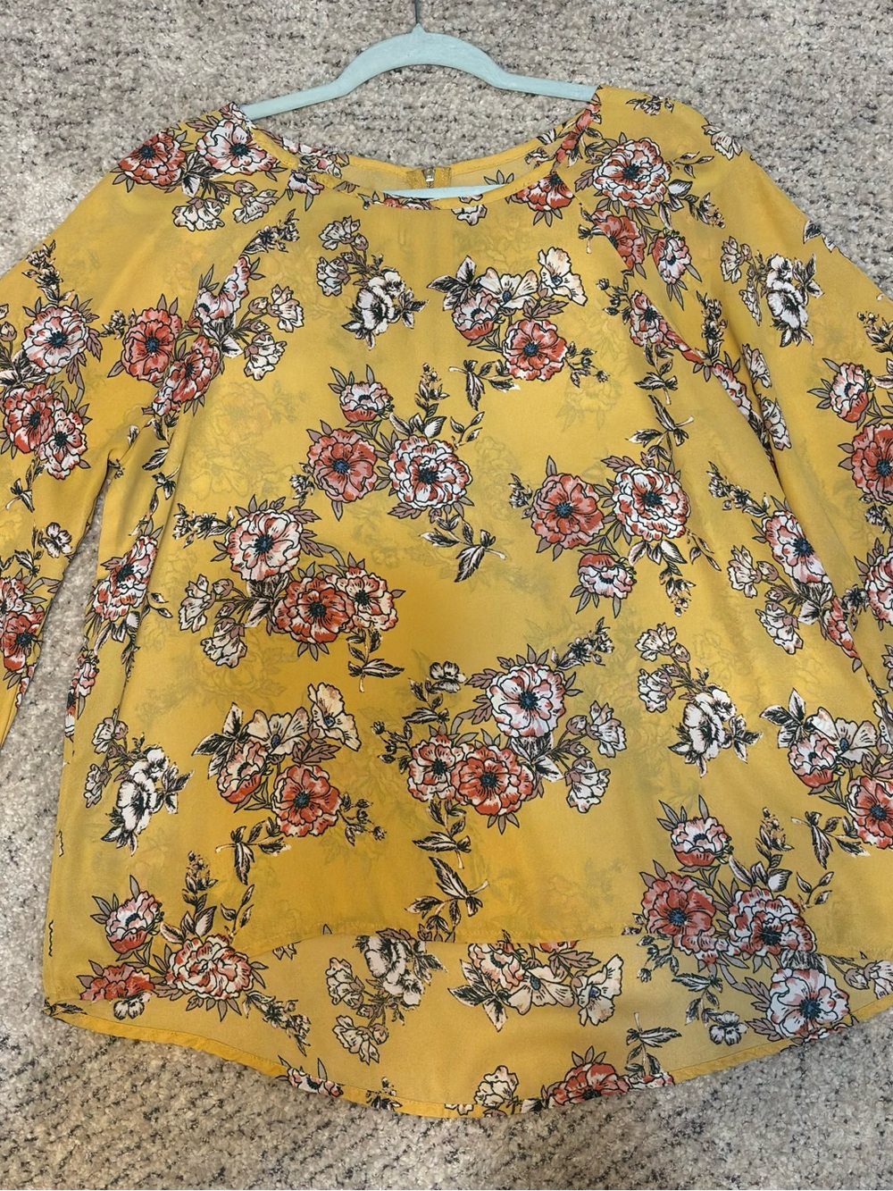 Only Mustard Yellow Floral 3/4-Sleeve Tunic